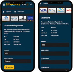Hercules Mobile App Payment Methods