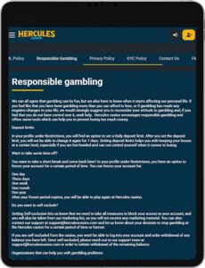 Hercules Mobile App Responsible Gaming