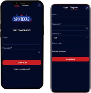 SpinTexas Mobile App Login and Registration