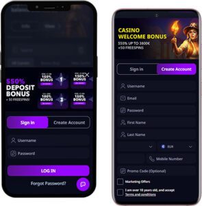Accesso e registrazione app mobile ZizoBet