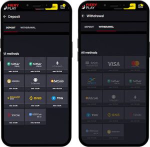 FieryPlay Mobile App Payment Methods