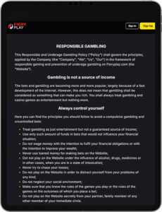 FieryPlay Mobile App Responsible Gaming