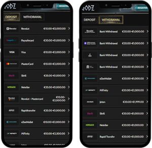 Godz Mobile App Payment Methods