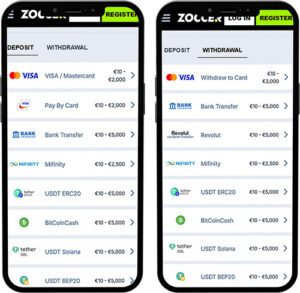 Zoccer Mobile App Payment Methods