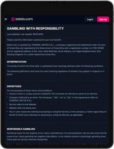 Betsio Mobile App Responsible Gaming