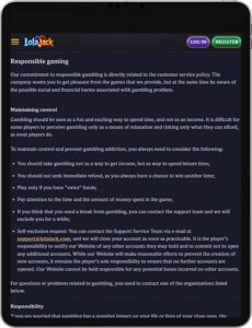LolaJack Mobile App Responsible Gaming