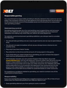 x3bet Mobile App Responsible Gaming
