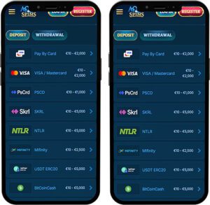 AquaSpins Mobile App Payment Methods