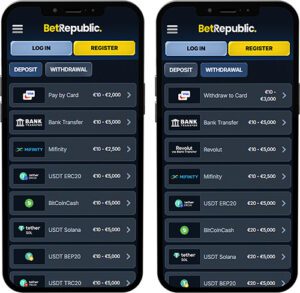 BetRepublic Mobile App Payment Methods