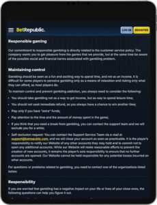 BetRepublic Mobile App Responsible Gaming