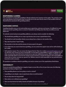 Dice Palace Mobile App Responsible Gaming