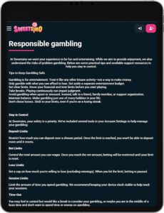 Sweetsino Casino Mobile App Responsible Gaming