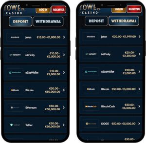 Tower Casino Mobile App Payment Methods