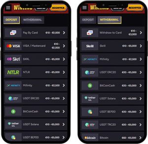 Wintino Mobile App Payment Methods