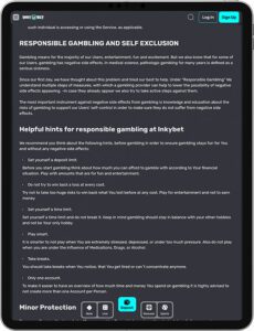 Inkybet Mobile App Responsible Gaming