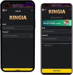 Kingia Casino Mobile App Login and Registration