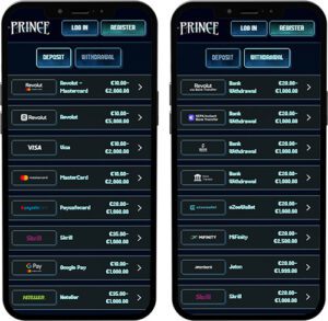 Prince Casino Mobile App Payment Methods