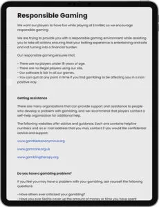 Emirbet Mobile App Responsible Gaming