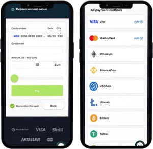 Métodos de pagamento da aplicação móvel NorseWin