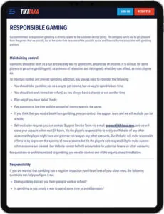 TikiTaka Mobile App Verantwortungsvolles Spielen