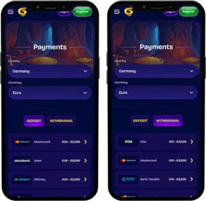 GeniePlay Mobile App Zahlungsmöglichkeiten