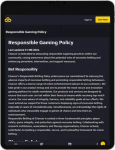 Chancer Εφαρμογή για κινητά Υπεύθυνο παιχνίδι