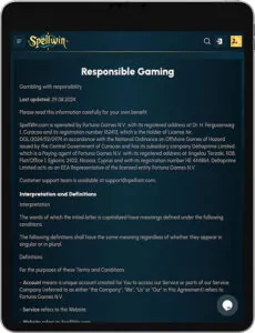Gioco responsabile nell'app mobile SpellWin