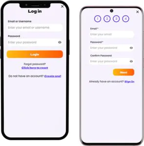 Connexion et inscription à l'application mobile Slotit
