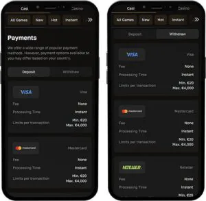 CrownGold Mobile App Payment Methods