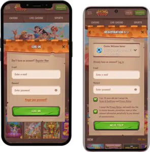 Accesso e registrazione all'applicazione mobile StoneVegas