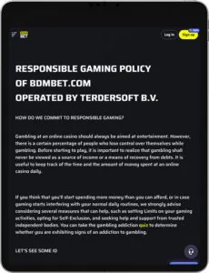 BDMbet Aplicación móvil Juego responsable