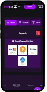 BetterWin Mobile App Payment Methods