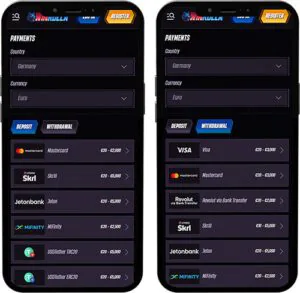 Winrolla Mobile App Payment Methods