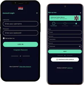 YoyoSpins Mobile App Anmeldung und Registrierung
