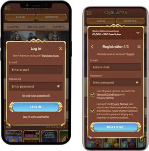 Connexion et inscription sur l'application mobile Cleobetra