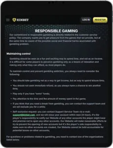 KinBet Mobile App Responsible Gaming
